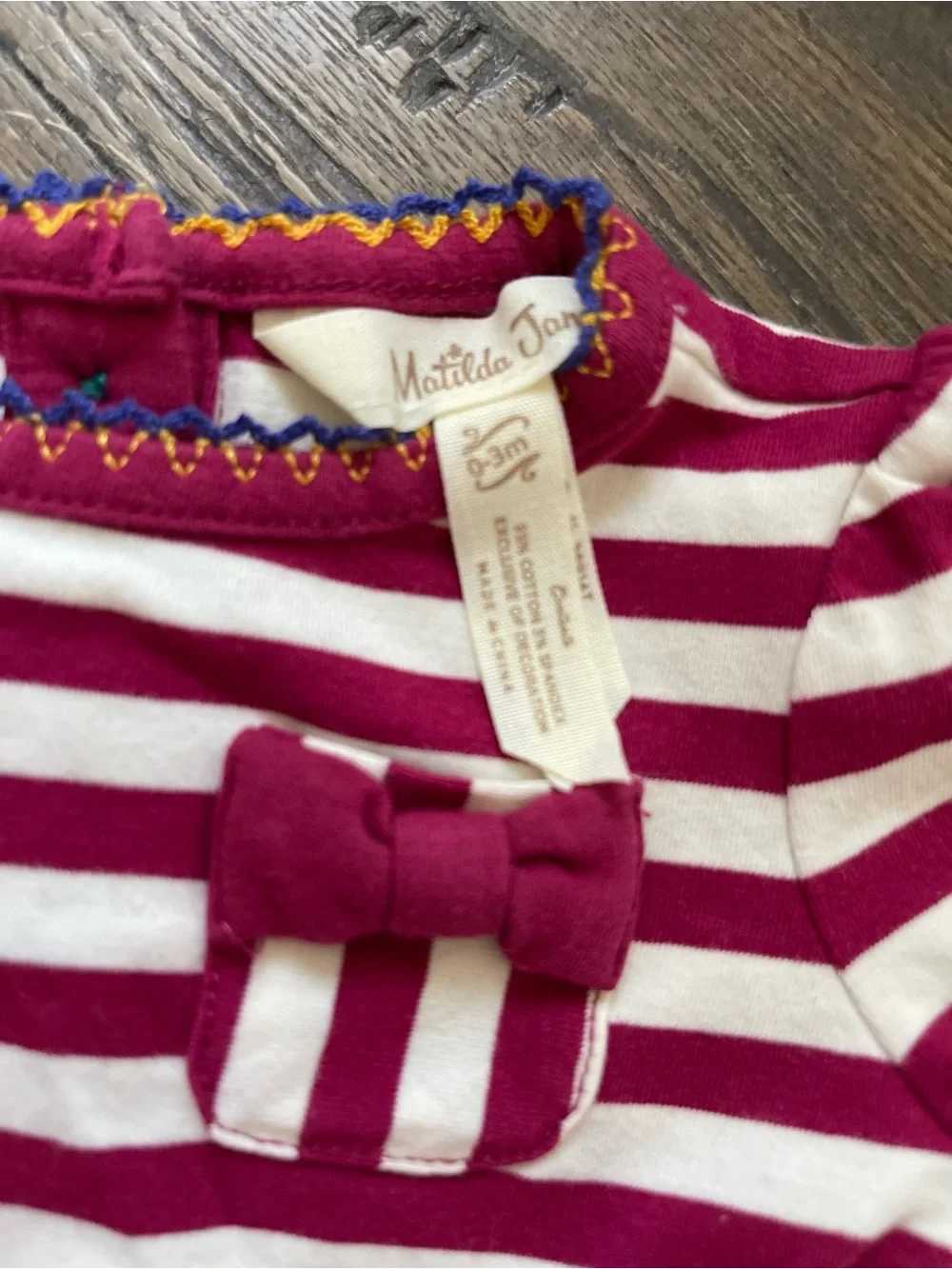 Matilda Jane Striped Long-Sleeve Dress with Embroidered Hem Size 0-3M
